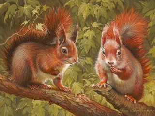Jigsaw Puzzle «Squirrels on a branch»