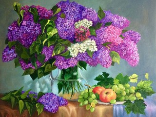 Jigsaw Puzzle «Bouquet of lilacs and grapes»