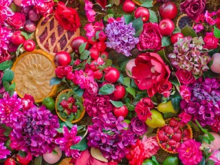 Jigsaw Puzzle «Desserts and flowers»