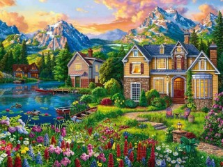 Jigsaw Puzzle «Lakeside houses»