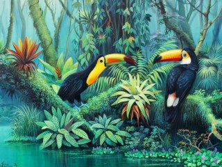 Jigsaw Puzzle «two toucans»