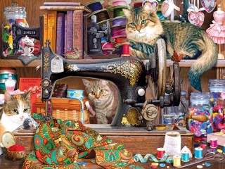 Jigsaw Puzzle «Cats in the workshop»