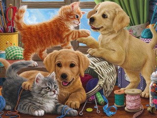 Jigsaw Puzzle «Kittens and puppies»
