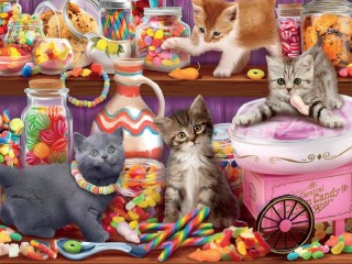 Jigsaw Puzzle «Kittens in a candy store»