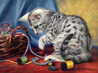 Jigsaw Puzzle «Kitten and coils»