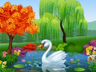 Jigsaw Puzzle «Swan on the pond»