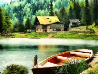 Jigsaw Puzzle «boat on the lake»