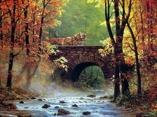 Jigsaw Puzzle «Bridge in the forest»