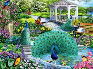 Jigsaw Puzzle «Peacock garden»