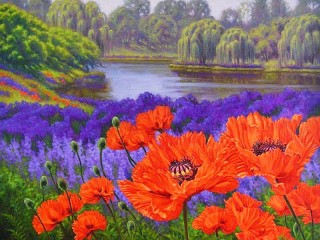 Jigsaw Puzzle «Landscape with flowers»