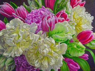 Jigsaw Puzzle «Peonies and tulips»