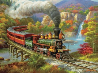 Jigsaw Puzzle «Train on the bridge»