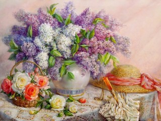 Jigsaw Puzzle «Lilacs and roses»