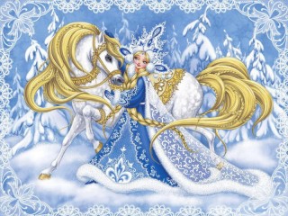Jigsaw Puzzle «Snow Maiden and horse»