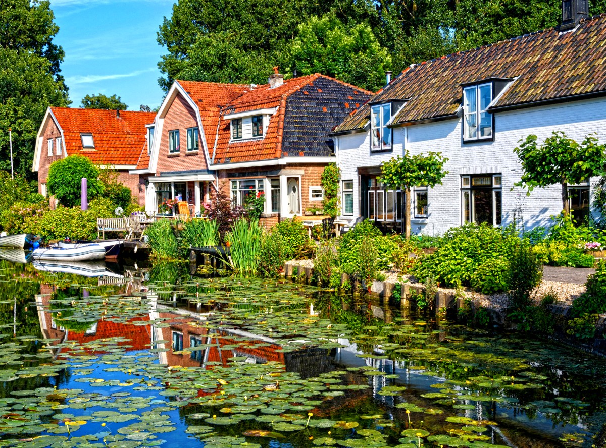 Jigsaw Puzzle houses by the lake