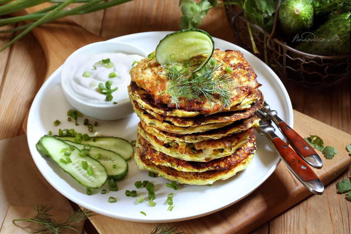 Zucchini Pancakes with Smoked Turkey