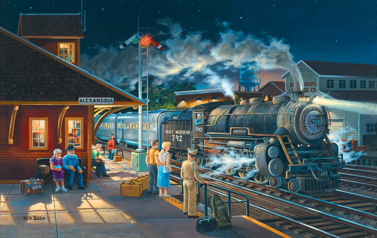 Волшебная железная дорога. Художник Ken Zylla. Сказочный поезд. Волшебный поезд. Волшебный вокзал.