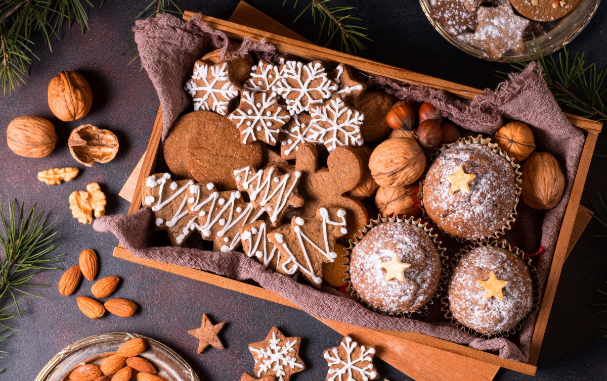 Christmas Cake on Wood