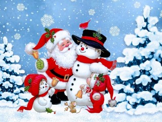 Jigsaw Puzzle «Santa claus and snowman»